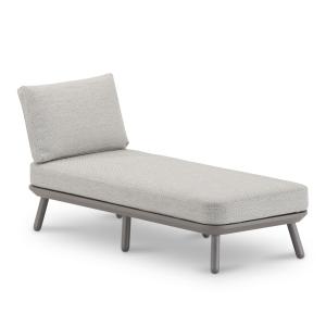 Chaise longue de jardin taupé et corde beige