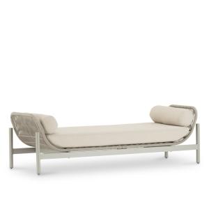Chaise longue détente aluminium et corde beige