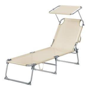 Chaise longue dossier et pare-Soleil réglables beige
