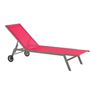 Chaise longue en acier et textile rouge