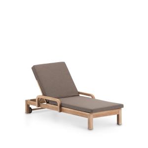 Chaise longue en bois avec coussins et roulettes marron
