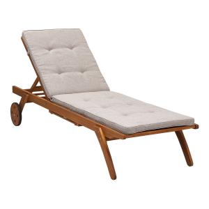 Chaise longue en bois solide beige