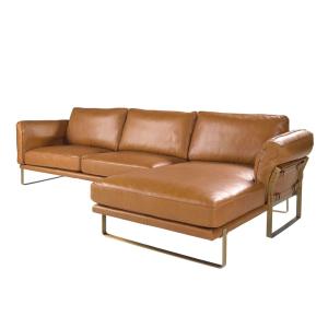Chaise Longue en Cuir Camel pour un Intérieur Élégant