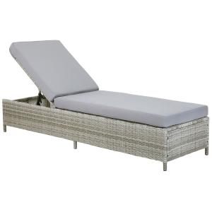 Chaise longue en rotin gris et coussin gris ii