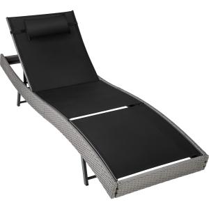 Chaise longue en rotin résistant anti-UV Coussin de tête am…