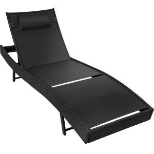 Chaise longue en rotin résistant anti-UV Coussin de tête am…