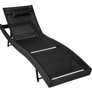 Chaise longue en rotin résistant et anti-UV noir