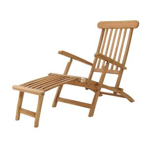Chaise longue en teak avec dossier réglable