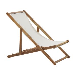 Chaise longue en tissu et bois blanc