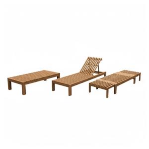 Chaise longue et banc de jardin en teak 2 en 1