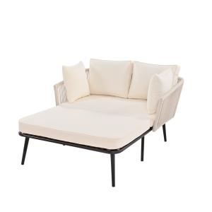 Chaise longue extérieur en acier tressée main blanc 120x130…