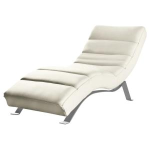 Chaise longue multipositions en cuir blanc cassé