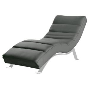 Chaise longue multipositions en cuir gris foncé