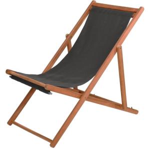 Chaise longue pliante chilienne acacia et tissu noir 97x56x…