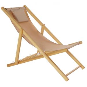 Chaise longue pliante chilienne en bois et tissu marron 57,…