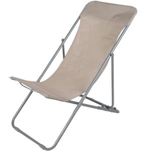 Chaise longue pliante chilienne métal taupe 85x56x90cm