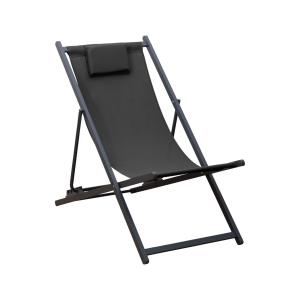 Chaise longue pliante en aluminium et polyester, gris