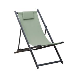 Chaise longue pliante en aluminium et polyester, vert et gr…