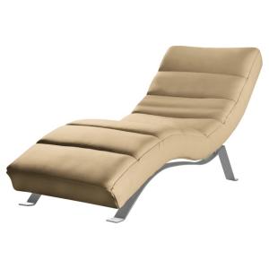 Chaise longue réglable multipositions en cuir beige