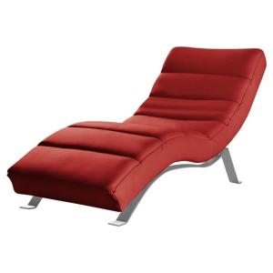 Chaise longue réglable multipositions en cuir rouge