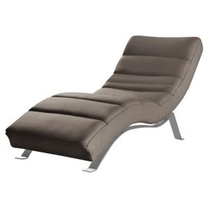 Chaise longue réglable multipositions en cuir taupe