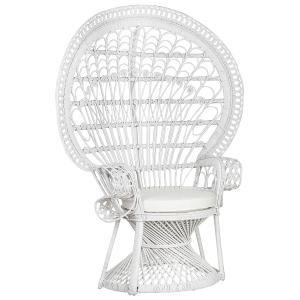 Chaise paon rotin blanc