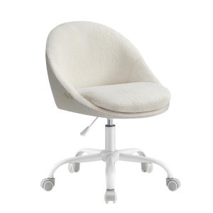 Chaise pivotant en peluche et pu réglable en hauteur beige…