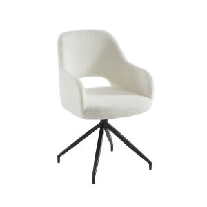 Chaise pivotante  bouclette et métal noir ecru