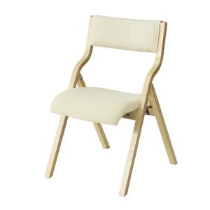 Chaise pliante avec assise rembourrée en bois blanc