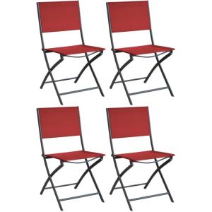 Chaise pliante en acier et toile  (lot de 4) graphite, rouge