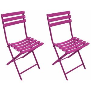 Chaise pliante en acier  (lot de 2) framboise