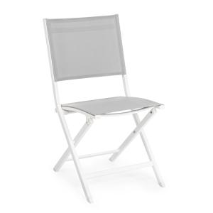 Chaise pliante en aluminium et textilène blanc