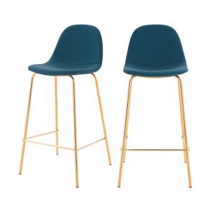 Chaise pour îlot central 65 cm en cuir synthétique bleu (lo…