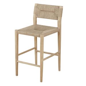 Chaise pour îlot central en bois de manguier et sisal H65