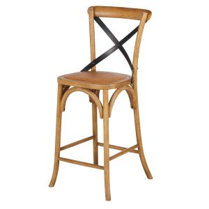 Chaise pour îlot central foncée rotin et acier noir H65