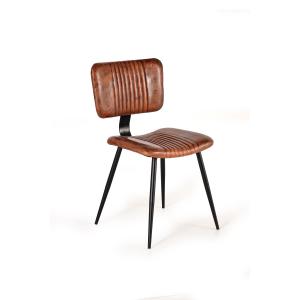 Chaise revêtue de cuir naturel marron