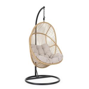 Chaise suspendue avec coussin en acier et fibre synthétique