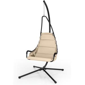 Chaise suspendue avec coussins et supports métalliques