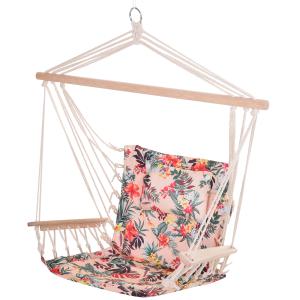 Chaise suspendue hamac rose fleuri