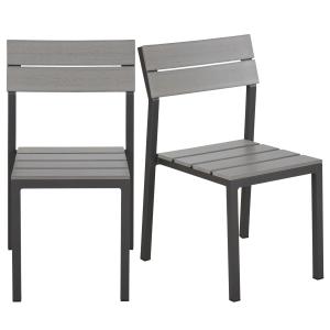 Chaises à dîner de jardin en composite gris clair et alumin…