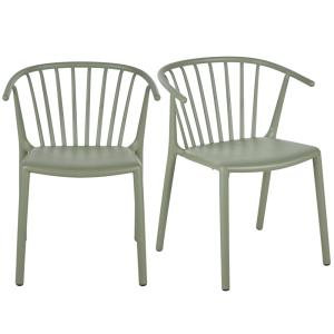 Chaises à dîner de jardin professionnelles vert kaki (x2)