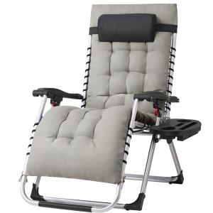 Chaises d'extérieur pliante avec coussin amovible gris clai…