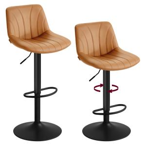 Chaises de bar réglables avec dossier pu lot de 2 marron
