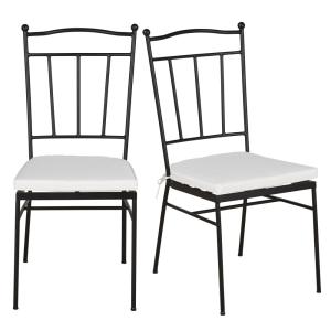 Chaises de jardin en acier noir et coussins en polyester re…
