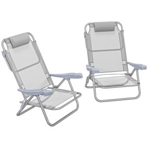 Chaises de jardin pliantes appui-tête aluminium gris