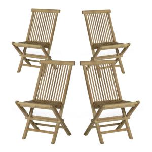Chaises de jardin pliantes en teck massif  (lot de 4)