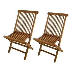 Chaises de jardin pliantes, lot de 2, teak