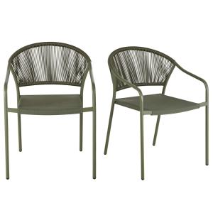 Chaises de restaurant en acier, textilène et corde vert kak…