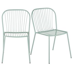 Chaises de restaurant en acier vert d'eau (x2)