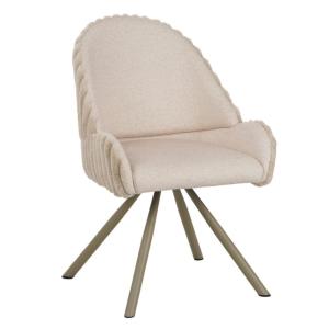 Chaises de salle à manger en tissu crème et métal